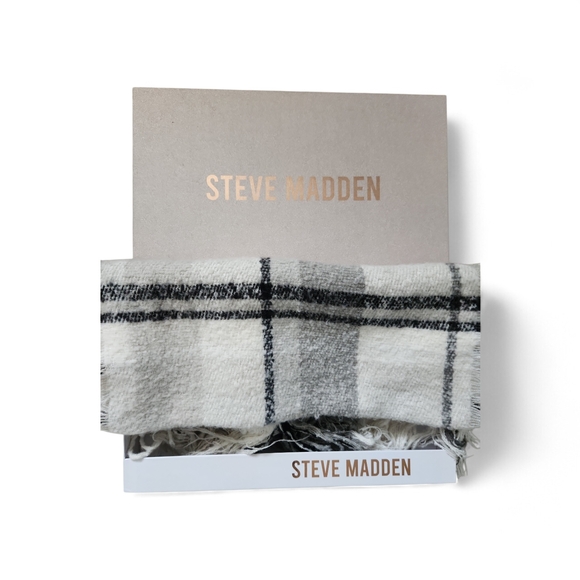 Steve Madden Other - Steve Madden Black and White Plaid Scarf Width 21 inches, length 80 inches